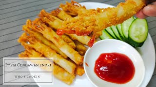 Popia Cendawan Enoki Resepi / Crispy Fried Enoki Mushroom Rolls Recipe