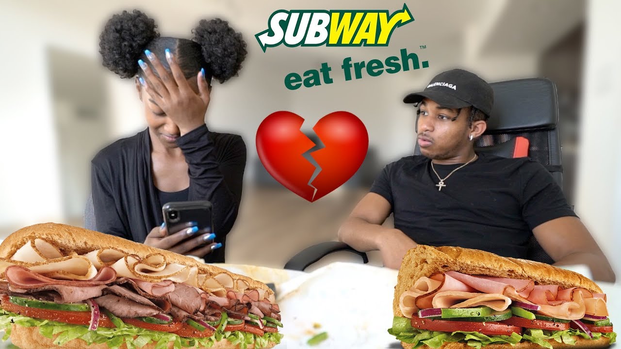 SUBWAY MUKBANG W/ MY 14 YEAR OLD SISTER (I Made Her Break Up With Her Boyfriend ON CAMERA) the dog family video