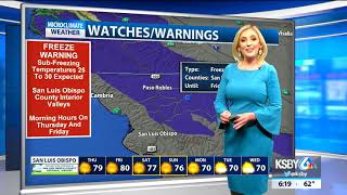 Frost advisory, freeze warning issued for parts of the Central Coast