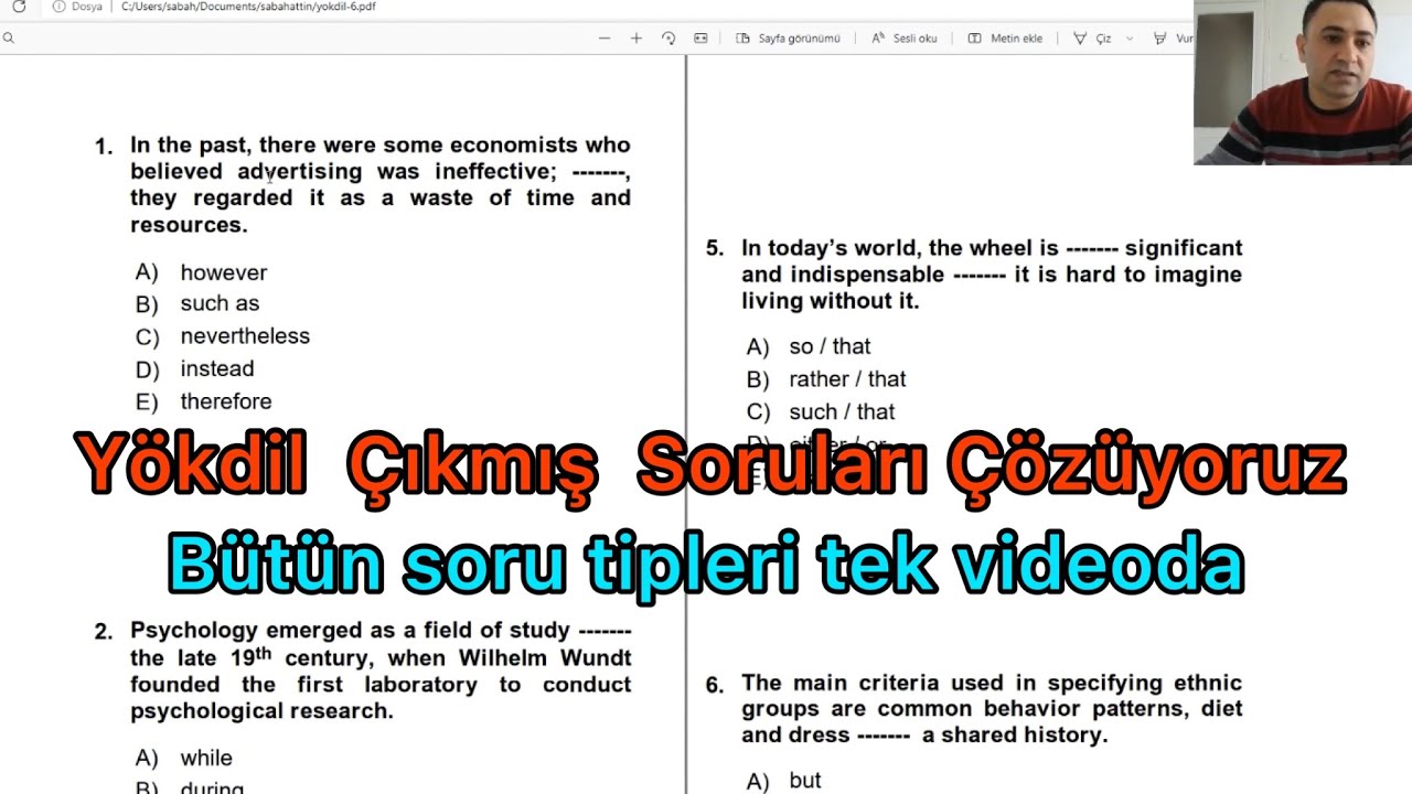 YÖKDİL ÇIKMIŞ SORU ÇÖZÜMLERİ. YÖKDİL SORULARI NASIL ÇÖZÜLÜR. YÖKDİL DENEME ÇÖZÜMÜ. YÖKDİL SORU ÇÖZME