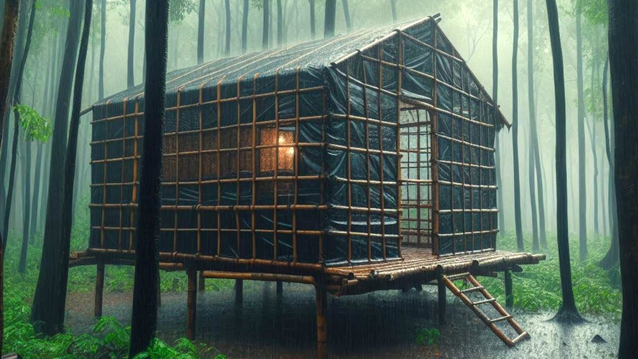 BUILDING SURVIVAL DI HUTAN HUJAN DERAS PETIR - MENCEKAM DIHANTAM HUJAN DERAS SAMPAI MALAM