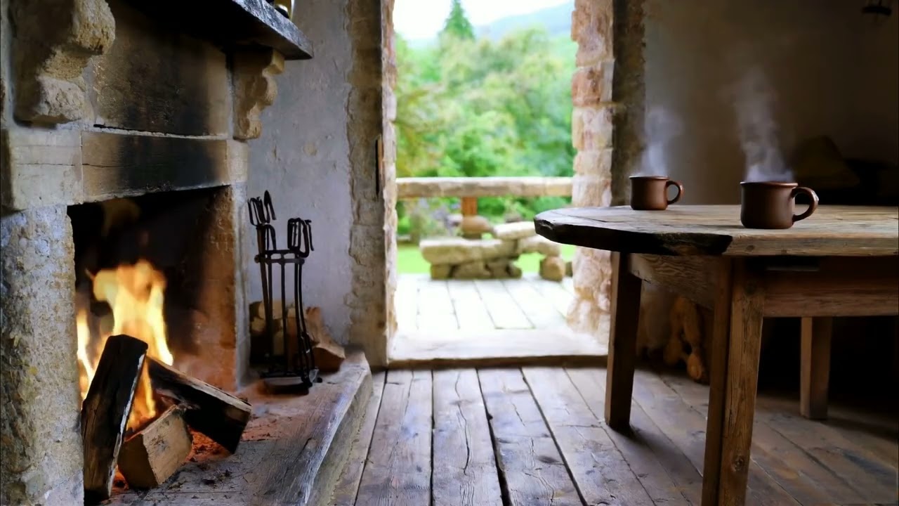 Old Tavern Room — MEDIEVAL CALM SONGS & Fireplace Ambience