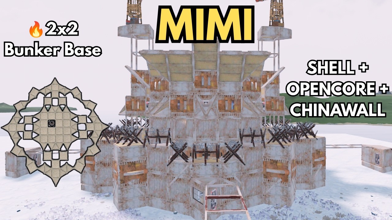 MIMI - Compact 2x2 Bunker Base with Open Core and China Wall