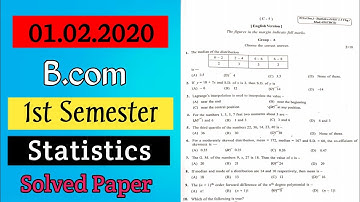 CU B.Com 1st Semester Statistics Examination paper 2019-20 || Statistics
