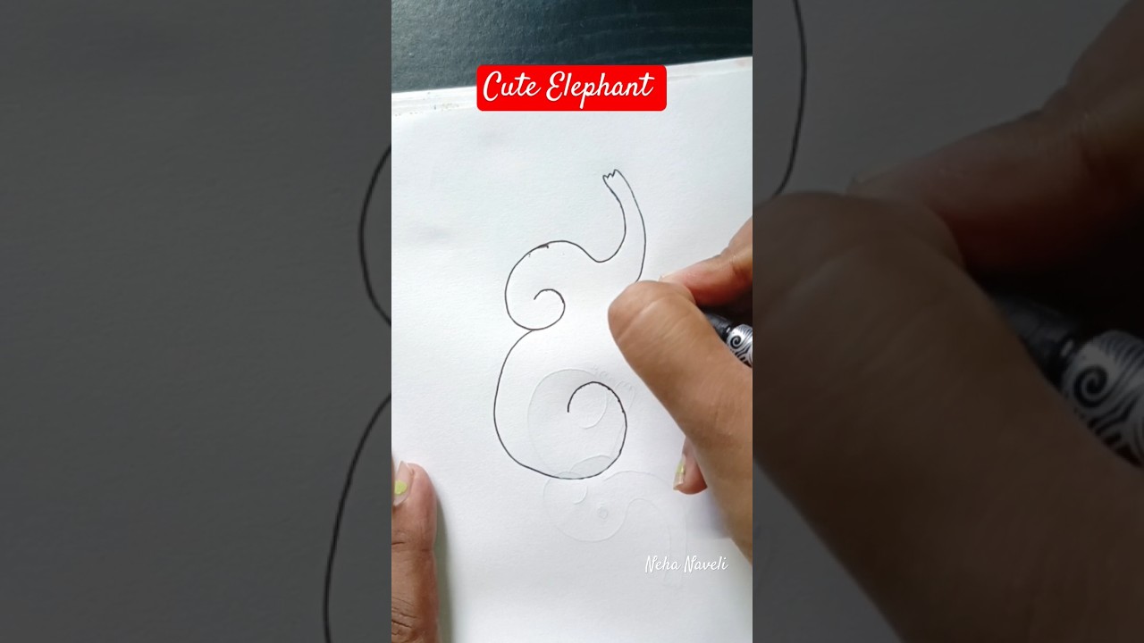 Simple Cute Elephant drawing 🐘🐘 | #shorts #elephant #viral  #drawing #nehanaveli