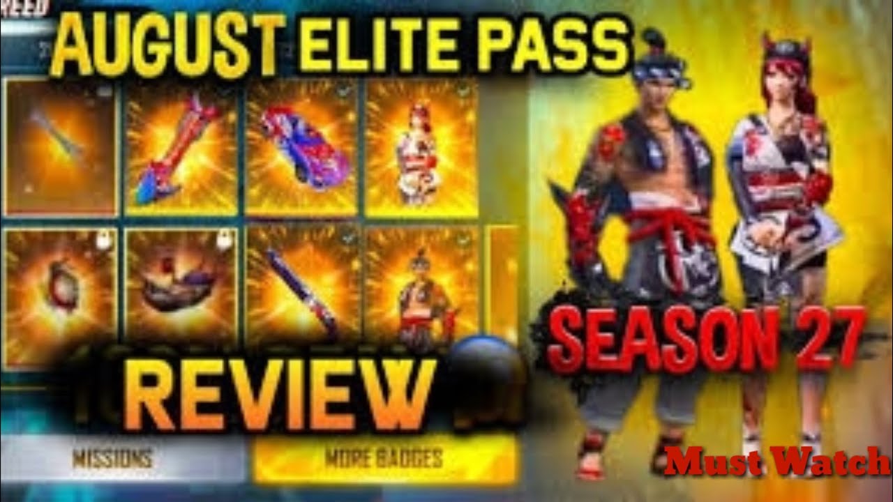 Free Fire August Season 27 Elite pass full review - YouTube
