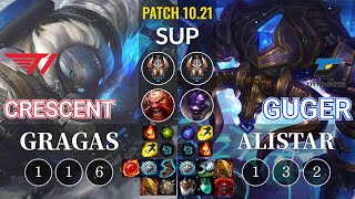 T1 Crescent Gragas vs DYN GuGer Alistar Sup - KR Patch 10.21