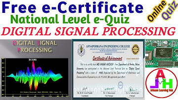 Digital Signal Processing Quiz | National Level Technical Quiz on Digital Signal Processing