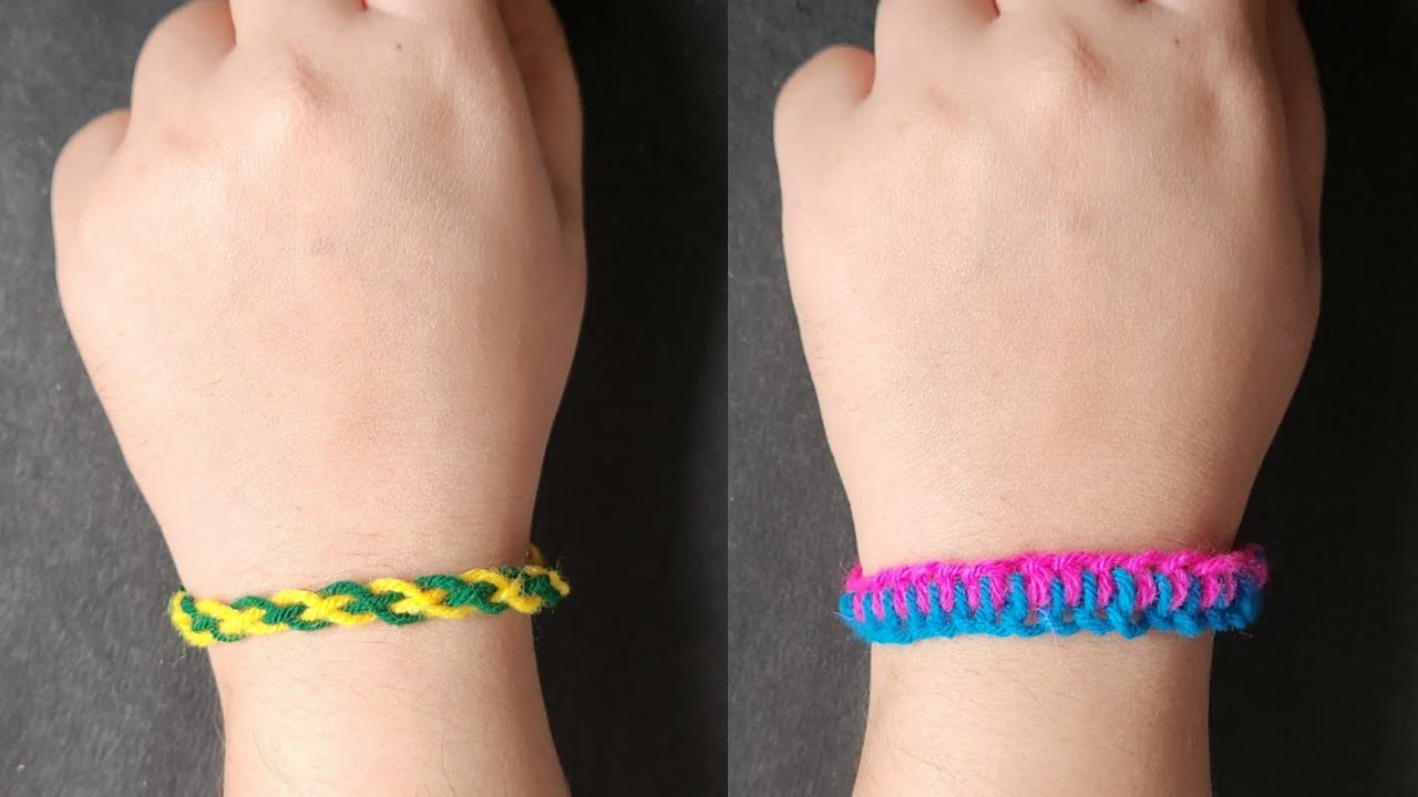 DIY 2 Friendship Bracelets | Friendship bands with Two Color Wools | How to make Friendship Bands