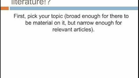 The Literature Review