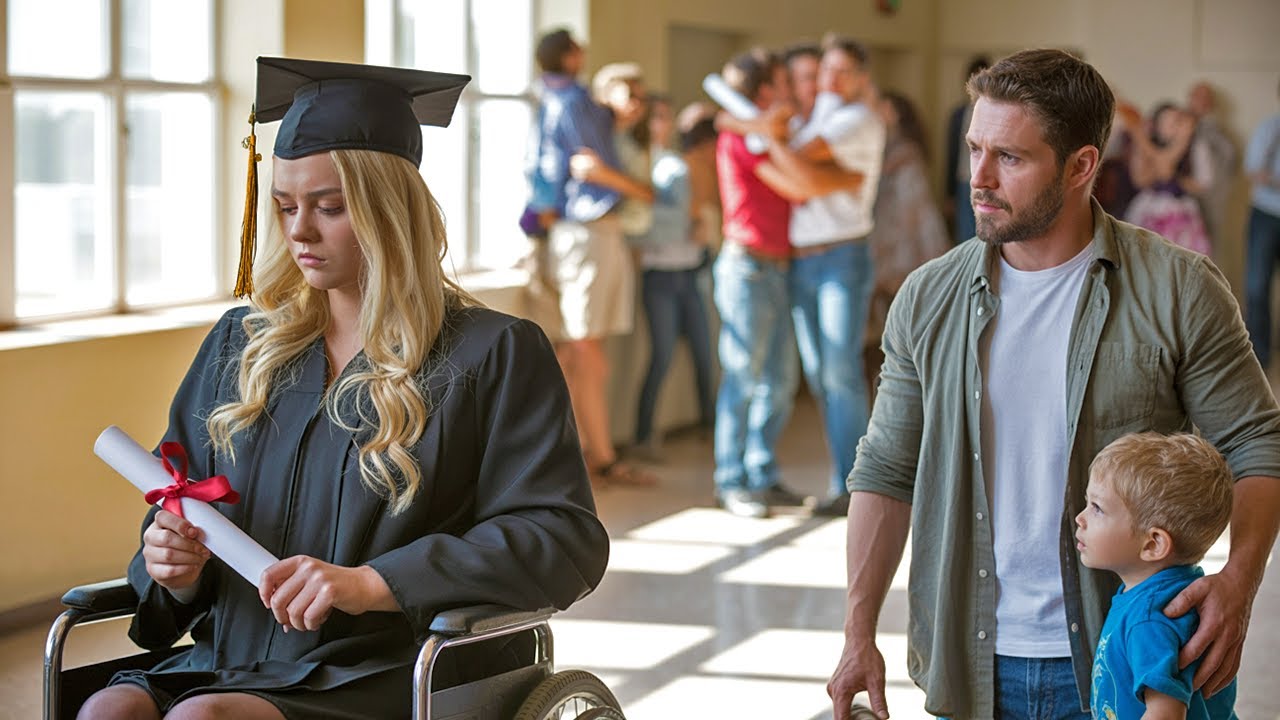 La figlia paralizzata del CEO siede sola alla laurea… finché un padre single si avvicina