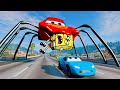 Spongebob's Epic Escape From The Lightning McQueen Eater | Reaction BeamNG Drive - Woa Doodland