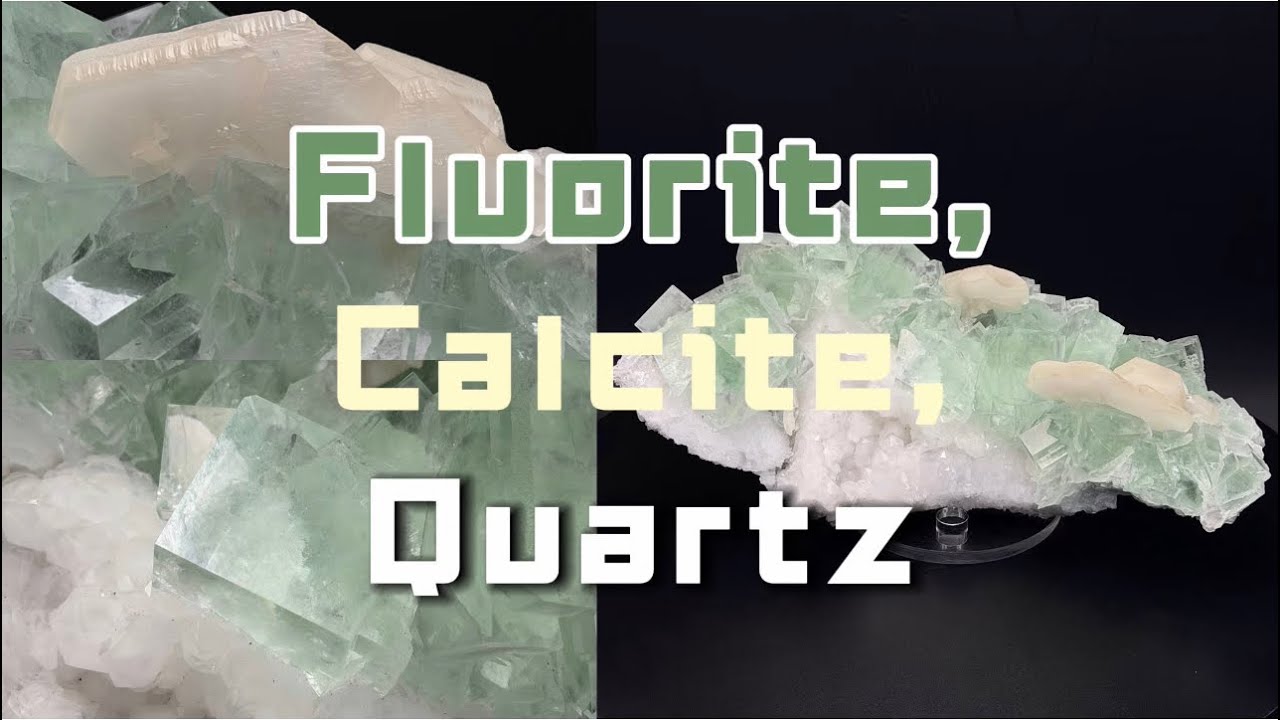 Chinese mineral specimen: Fluorite, Calcite, Quartz from Changshan Co., Quzhou, Zhejiang, China.