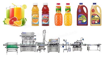 Customized Automatic Two Flavors Fruit Juice Bottle Filling Capping Labeling Line