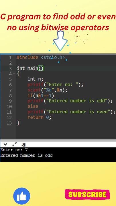 C program to find odd or even no using bitwise operators // C ... image.