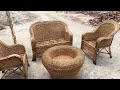 Cane 2 seater sofa set with handcrafted rattan sofa with chars table set for living room