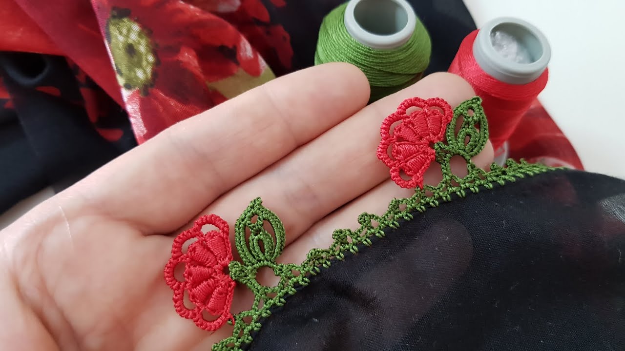 05 Tasarım Güller Tığ Oyası Yapımı