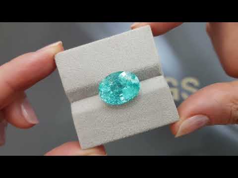 Large neon blue Paraiba tourmaline in oval cut 11.50 carats, Mozambique Video  № 2