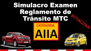 SIMULACRO EXAMEN 2023 Reglamento de Transito MTC - Categoria AIIA - Actualizado screenshot 2