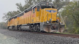UP 1386 leads SB florin flyer light power in to Elk Grove siding on 12-9-2025