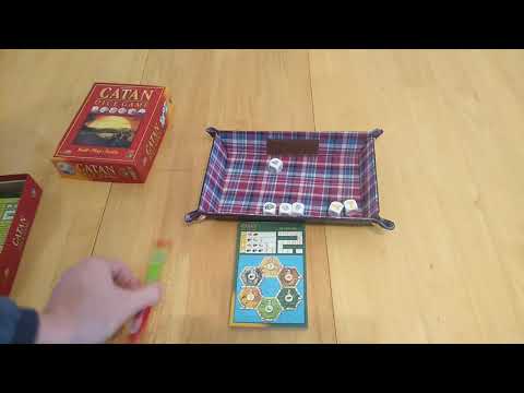 Catan Dice game - how to setup play and review plus solo playthrough * Amass Games * HD Settlers board