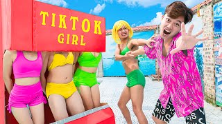 FUN PRETTY GIRL WITH BALL SMASH GAME PRANK BATTLE & Three Girl Nerf Guns BATTLE WITH ATM GUY TIKTOK screenshot 3