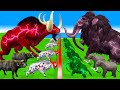 10 Mammoth Elephant Cow vs 10 Giant Lion Tiger vs Zombie Dinosaur Animal Fight Cow Cartoon Rescue