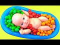 Satisfying Video | Yummy Candy Mixing in Bathtub with Magic Balls Slime & Rainbow M&M's Cutting ASMR