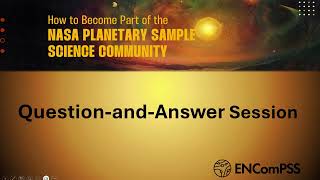 November 6 NASA’s Astromaterials Collections and How to Obtain Sample Allocations  Q&A