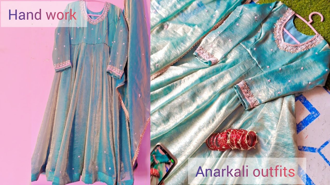 Eid special Anarkali outfits ✨️ beads work ✨️ hand embroidery ✨️viral zardosi work sleeves designs 