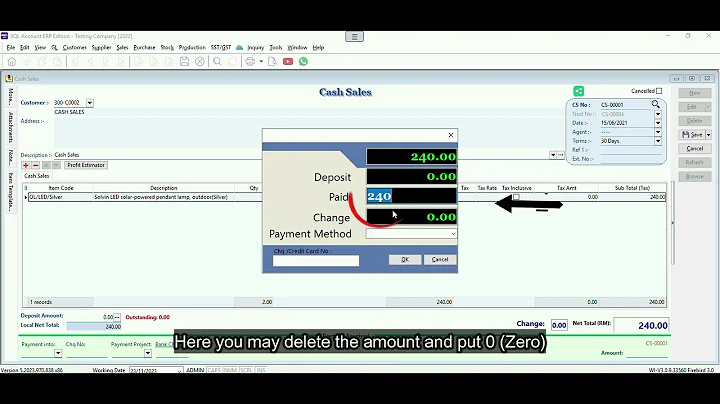 How to Edit Cash Sales in SQL Accounting