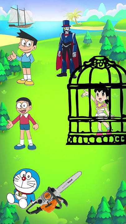 that blue villain put her in a cage! #ShizukaMinamoto #Doraemon #NobitaNobi