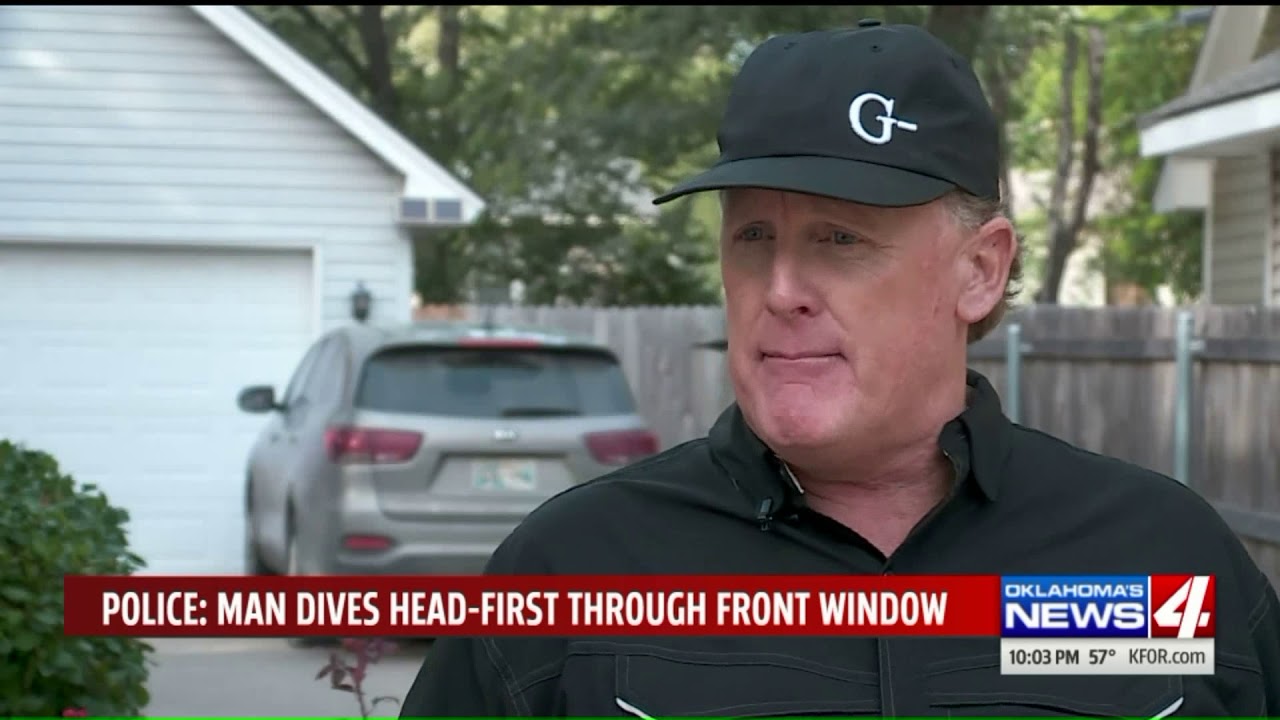 newspaper mockup Police: Oklahoma man dives head-first through front window