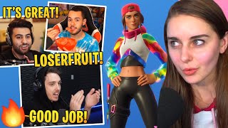 STREAMERS REACT TO MY FORTNITE LOSERFRUIT SKIN!