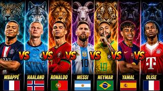 Comparison:  Mbappe vs Haaland vs Ronaldo vs Messi vs Neymar vs Yamal vs Olise