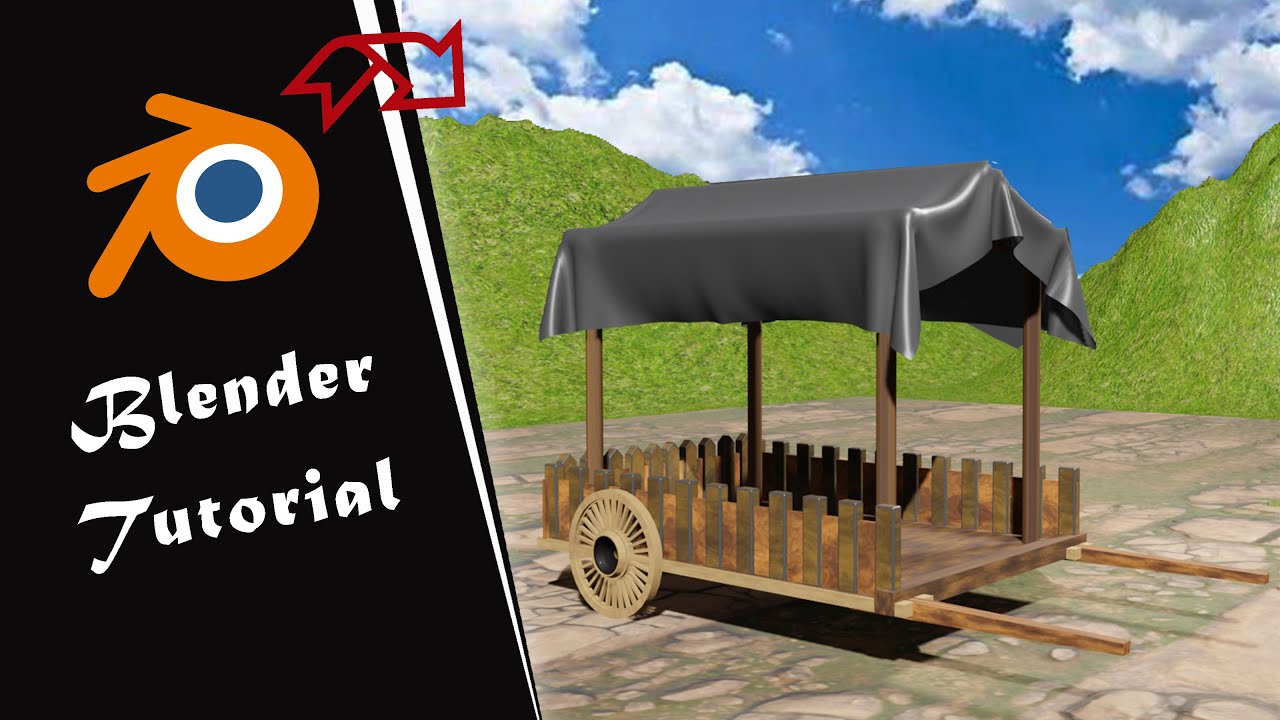 How to create 3D Wooden Push Cart with Roof (Desi-Style) In Blender Tutorial    