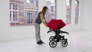 использование bugaboo donkey twin - тормоз и регулируемая высота ручки коляски