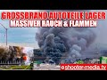 🔥🔥  GROSSBRAND: LAGER mit AUTOTEILEN in BRAND  🔥🔥 | Massiver Rauch &amp; Flammen