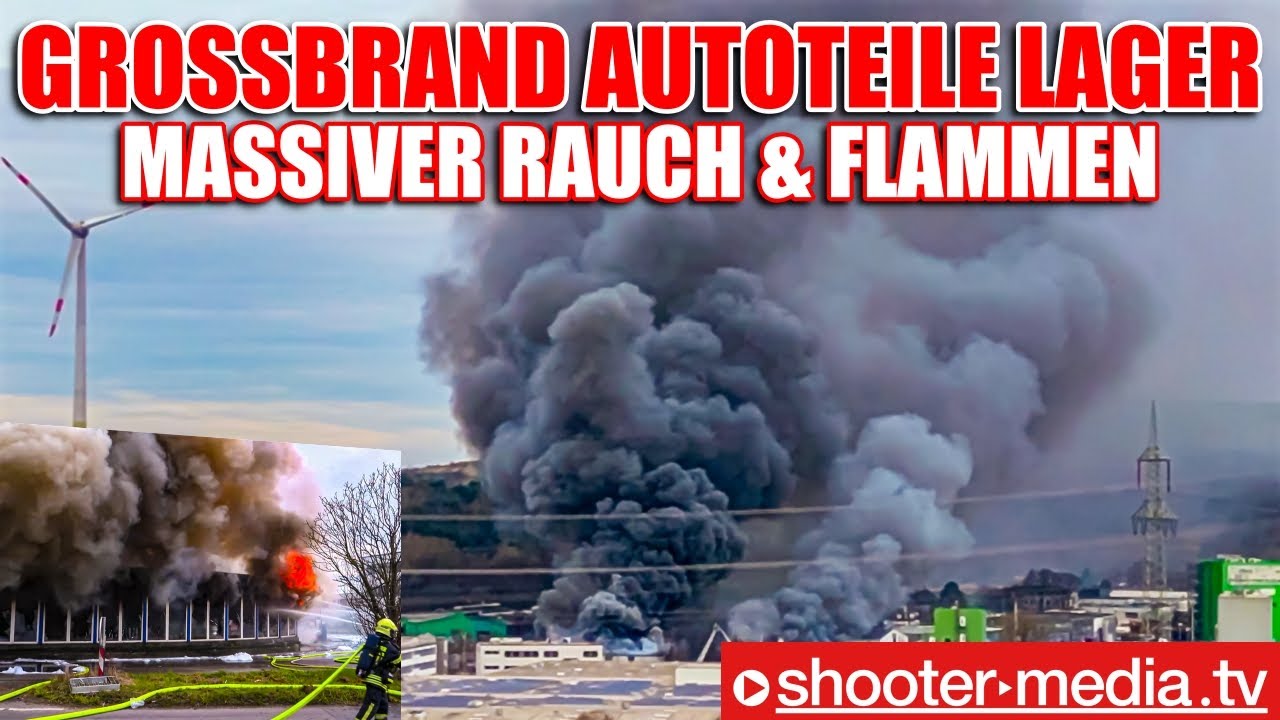 🔥🔥  GROSSBRAND: LAGER mit AUTOTEILEN in BRAND  🔥🔥 | Massiver Rauch & Flammen