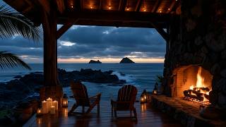 Coastal Fireplace at Blue Hour 🔥🌊 Rolling Waves, Ocean Breeze & a Quiet Evening to Unwind
