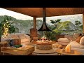 Cozy Spring Terrace on Treehouse Ambience with Birdsong and Fireplace Sounds for Sleep & Relaxation