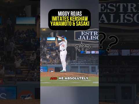 Miguel Rojas impersonates Kershaw, Sasaki & Yamamoto, and wins the Mound Impressionist Award! 🥇