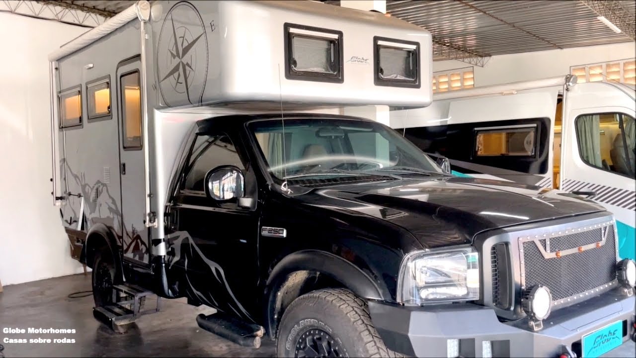 VENDIDO. GLOBE MOTORHOMES, MONTAGEM, 2020, EM FORD 250 4x4, 2007, MOTOR CUMMINS, 4 CC, CNH 