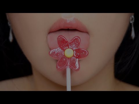 ASMR Flower Lollipop Eating Mouth Sounds (Delicate~)