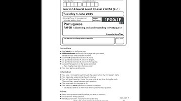 Merged 2025 Pearson EDEXCEL GCSE Portuguese Paper 1f And Mark Scheme 1pg0 1f