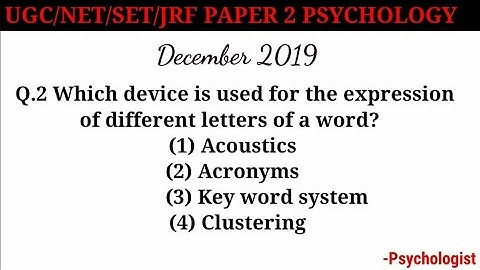 Q2-IN DEPTH - UGC NET/JRF Paper 2 (PSYCHOLOGY) | Dec 2019