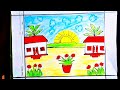 সহজ কৌশলে গ্রামের দৃশ্য আঁকানো উপায়।