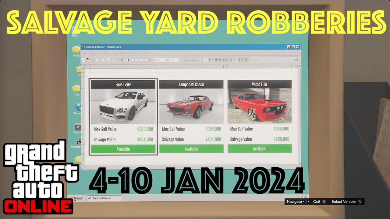 Jan 4 10 2024 Salvage Yard Robberies GTA Online YouTube 