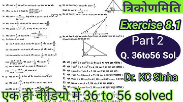 Class 10th त्रिकोणमिति Exercise 8.1 Dr KC Sinha|Trigonometry Ex 8.1 KC Sinha part 2 | Trikonamiti