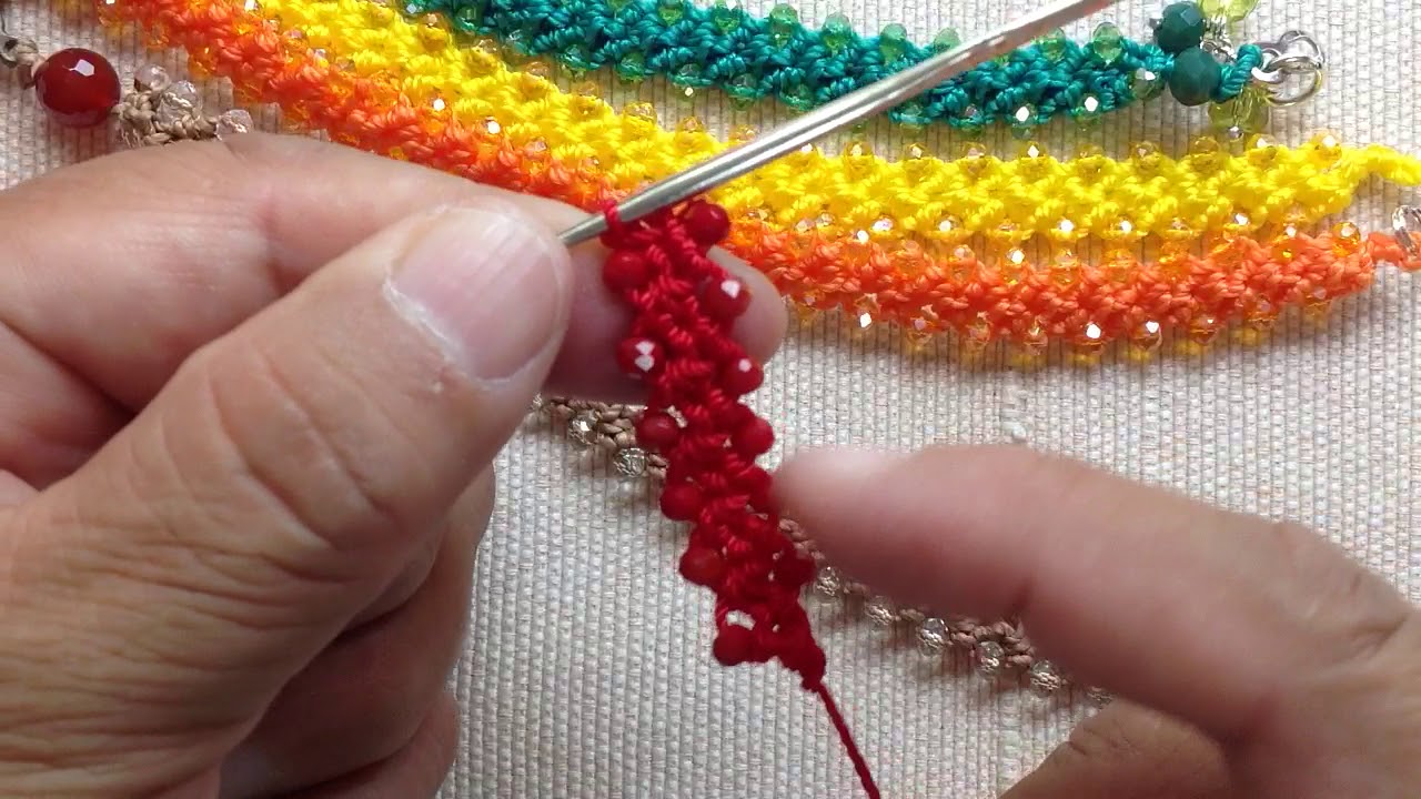 PULSERAS CROCHET PUNTO PETATILLO Y - YouTube